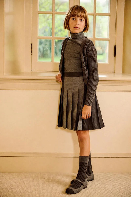 Two-tone Pleated Skirt - Grey