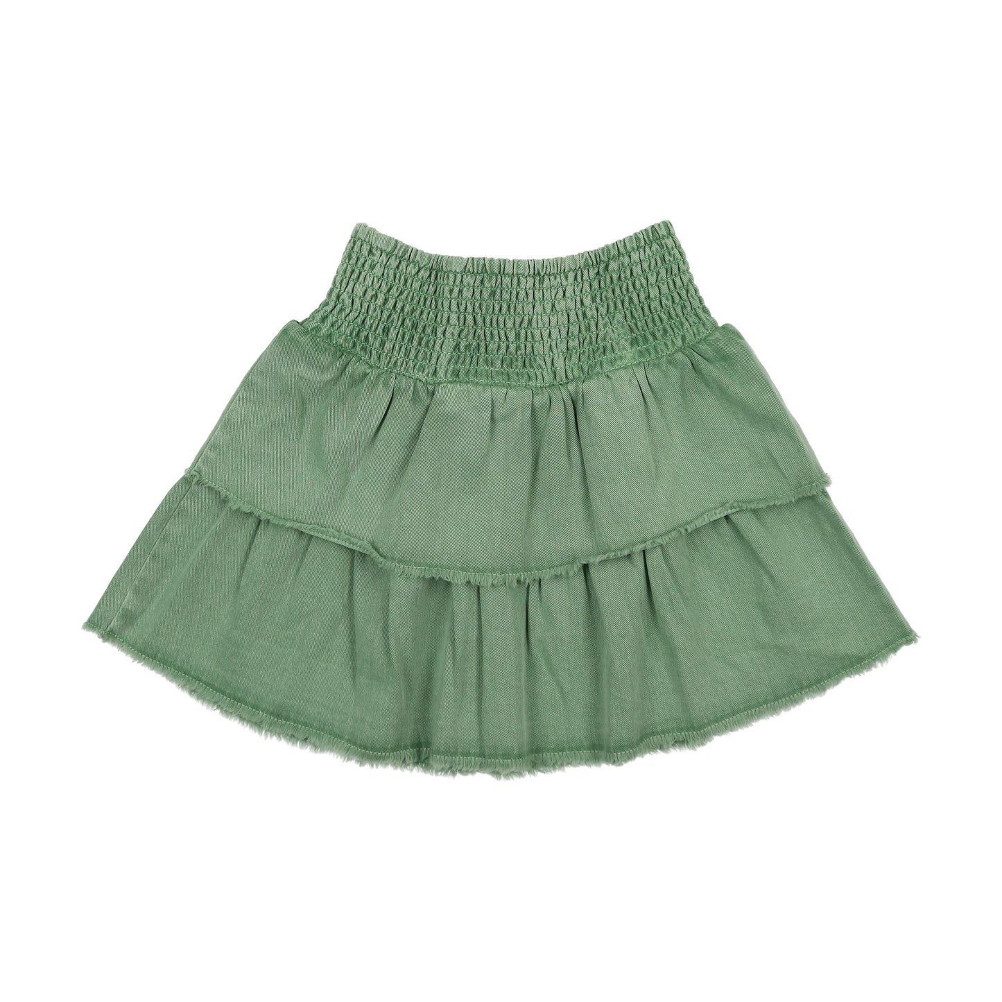 Denim Tiered Skirt Green Wash