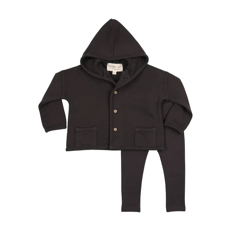 Hooded cardigan set Washed Black