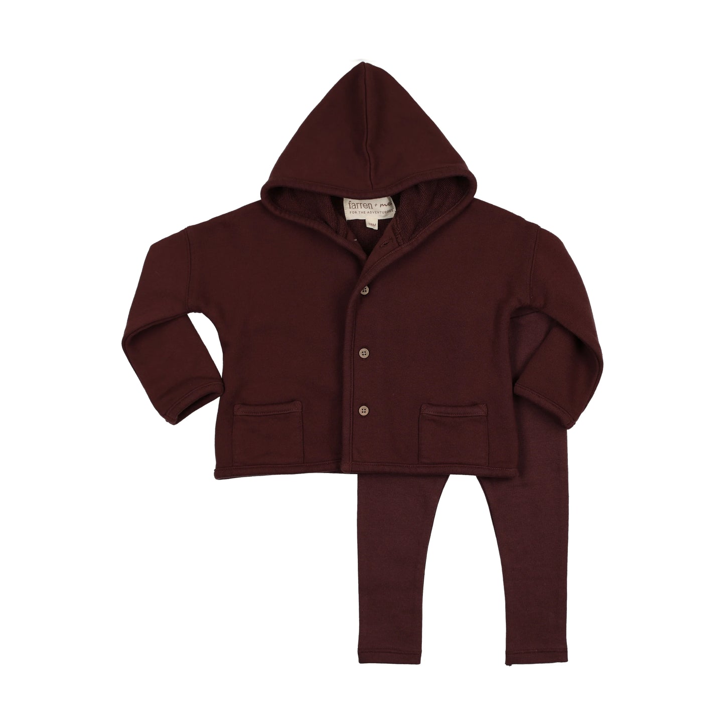 Hooded cardigan set Washed Burgundy