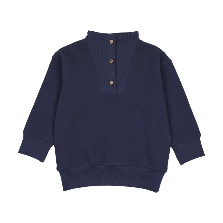 Buttoned neck sweatshirt Washed Blue