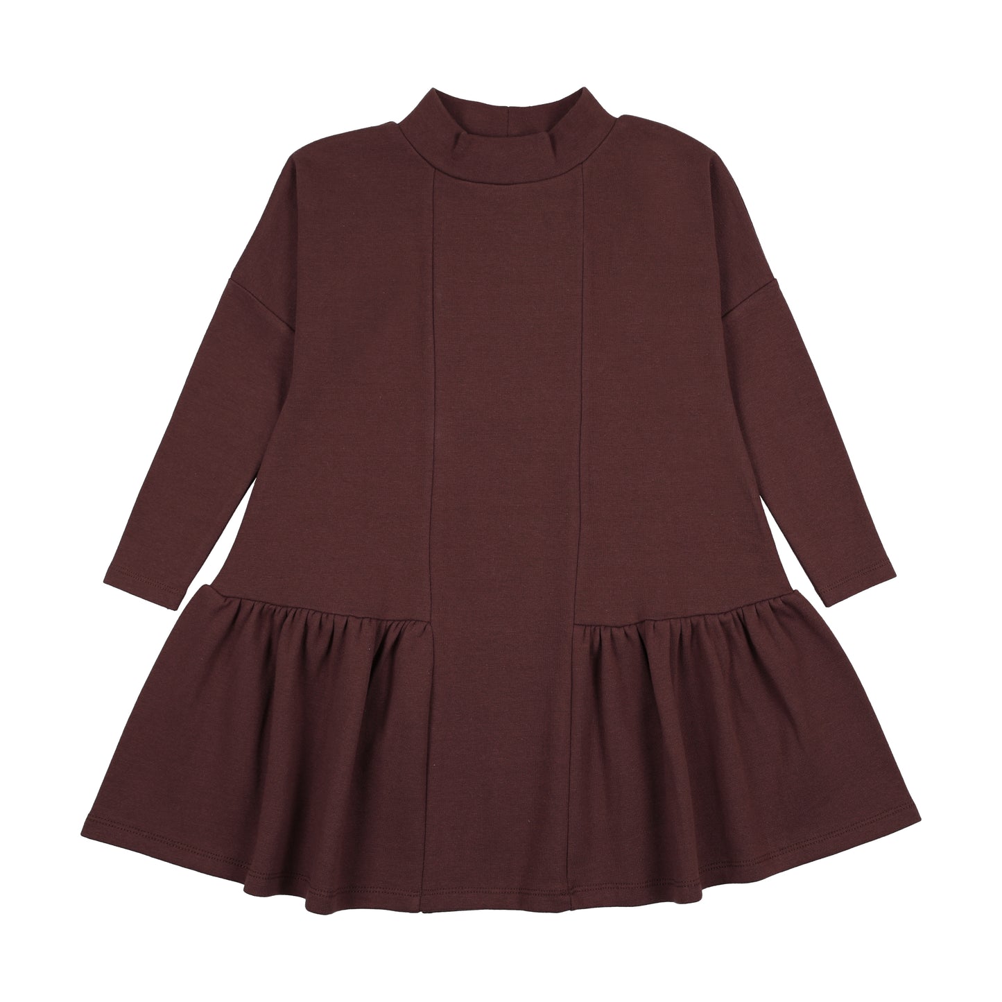 Low Waisted Washed Burgundy Mockneck Dress