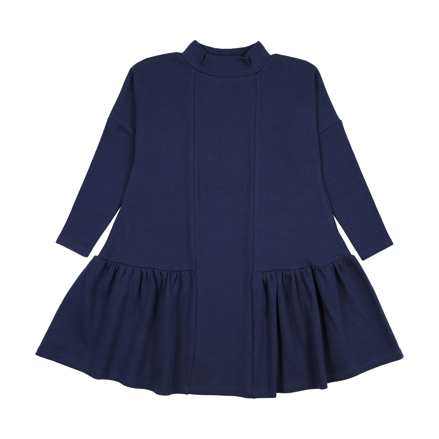 Low Waisted Washed Blue Mockneck Dress