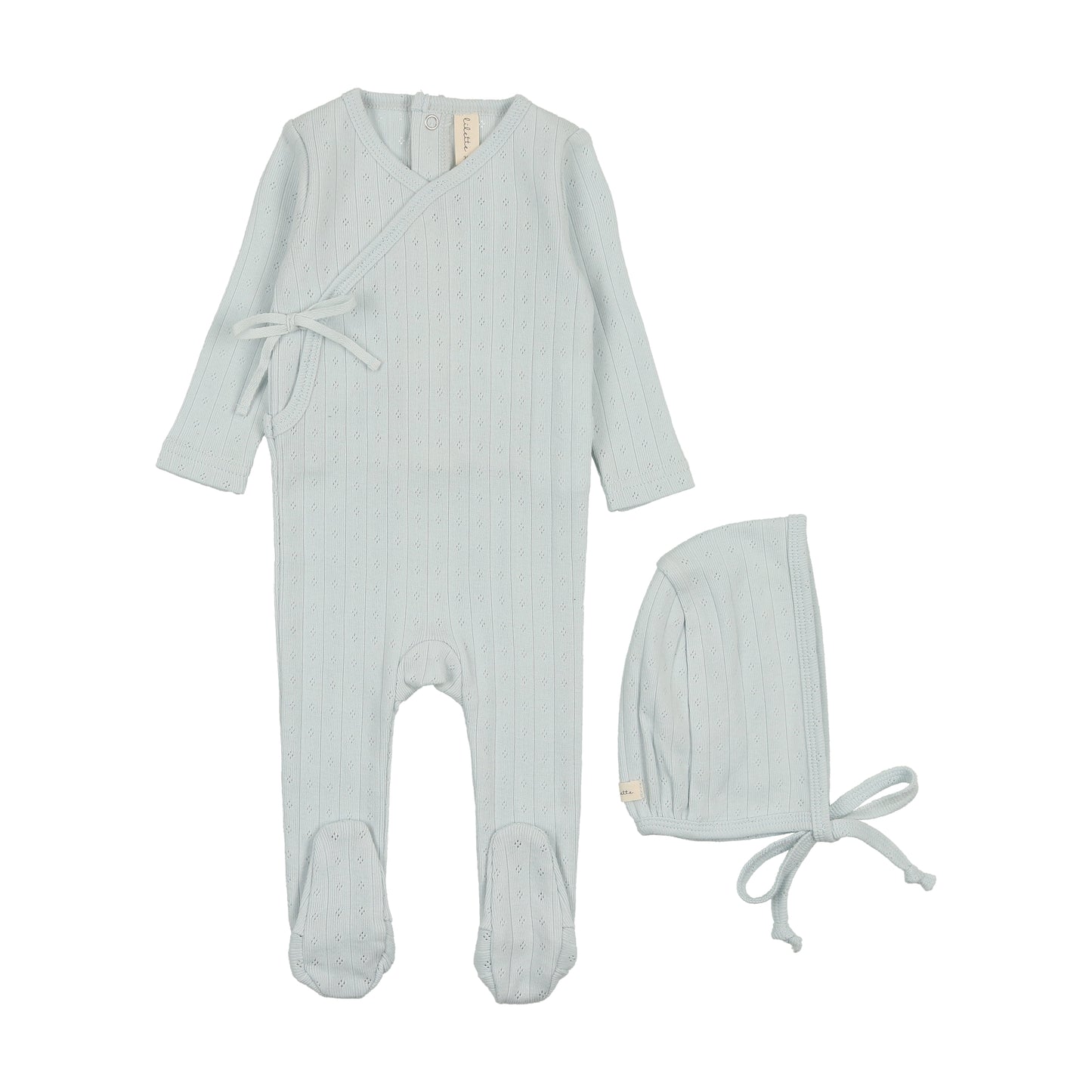 Fine Pointelle Footie Set- Sky Blue