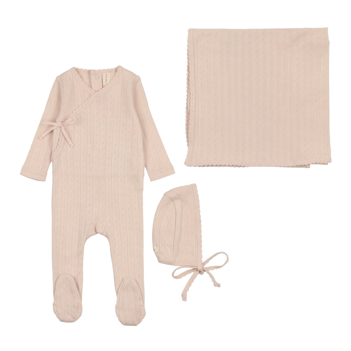 Fine Pointelle Layette Set - Shell Pink