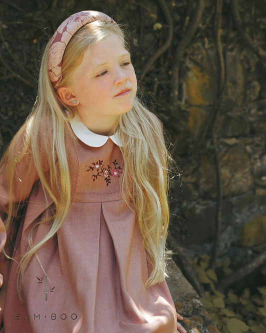 Wool Embroidered Dress - Navy