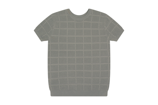 Light Sage Grid Texture Sweater