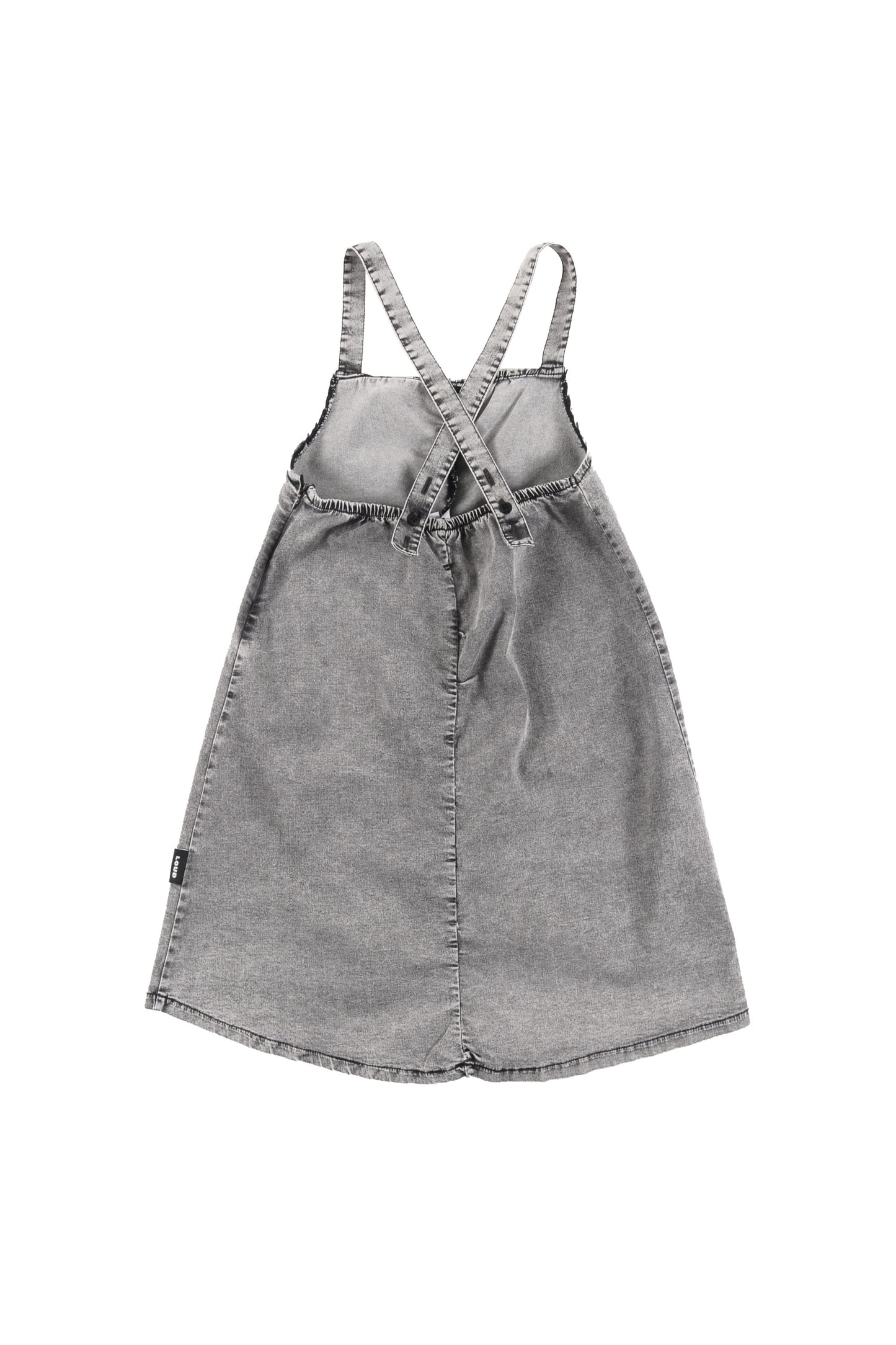LEARN - Light Grey Stone Wash Apron Dress