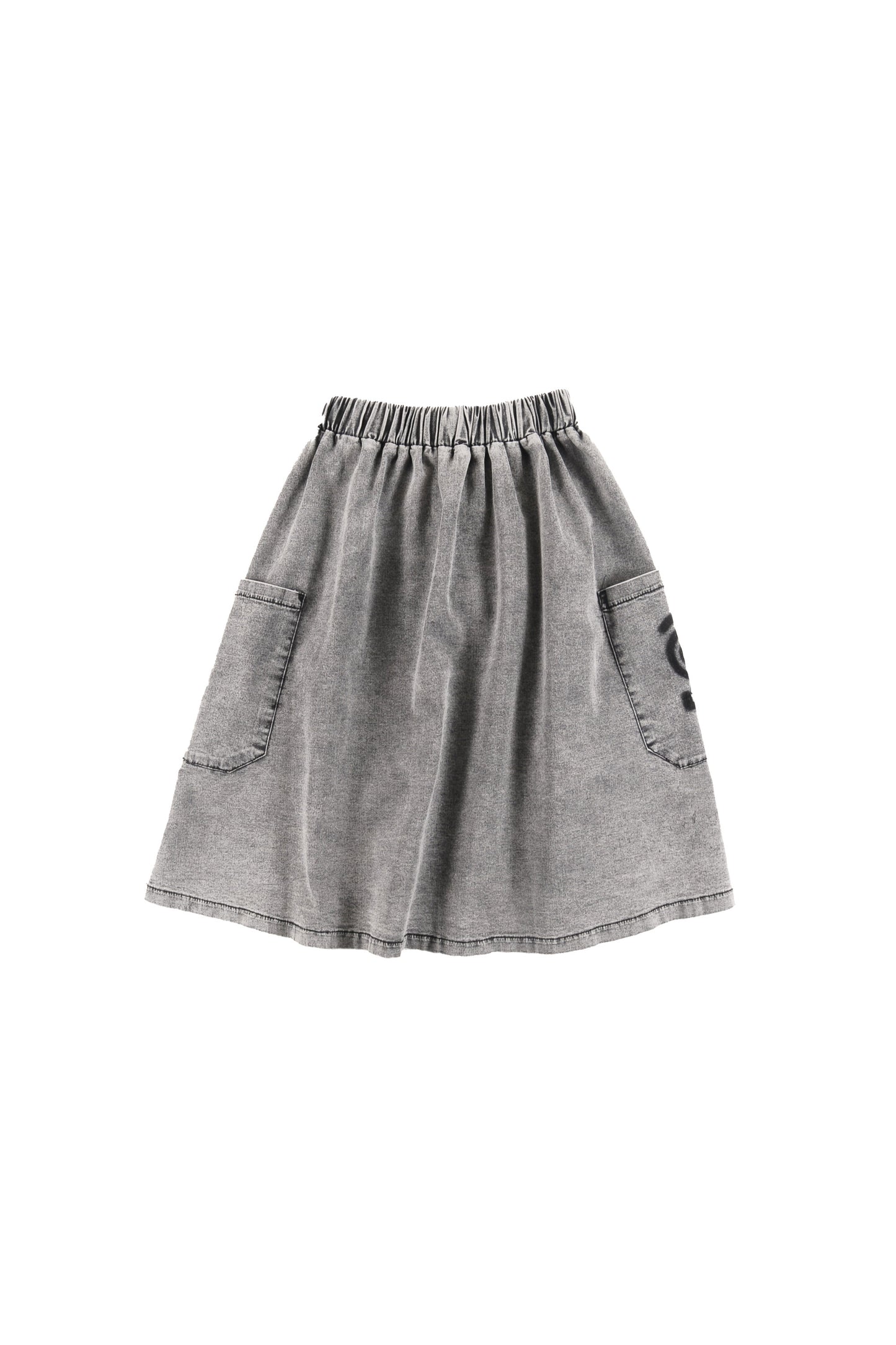 TIME - Light Grey Stone Wash Midi Skirt