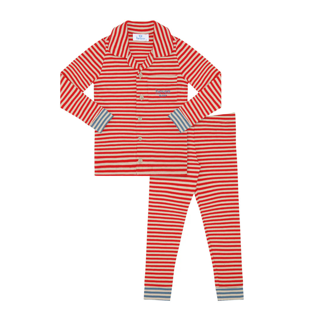 Striped Lounge Pajamas- Red