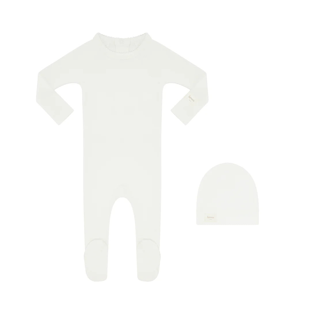 Ivory Footie + hat