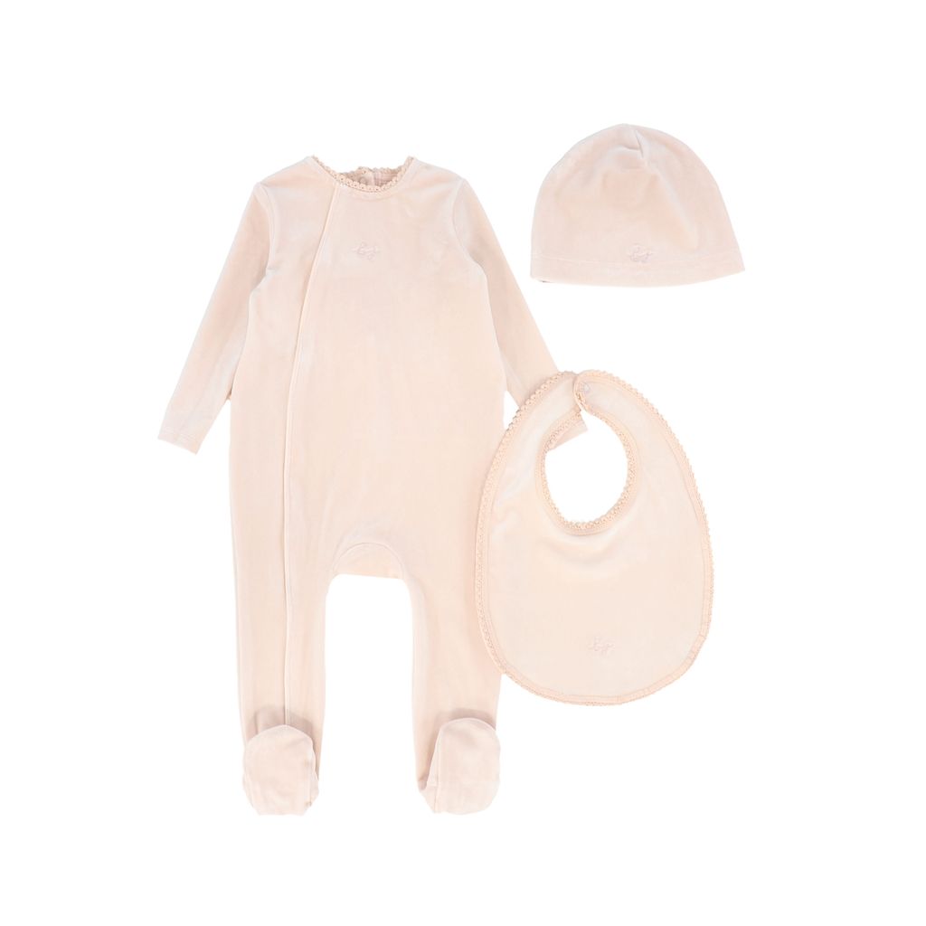 Pink Velour Collar Footie