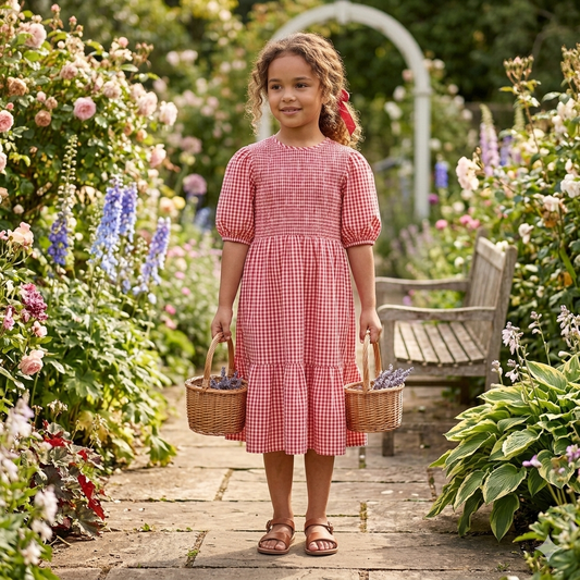 Coral Gingham Dress