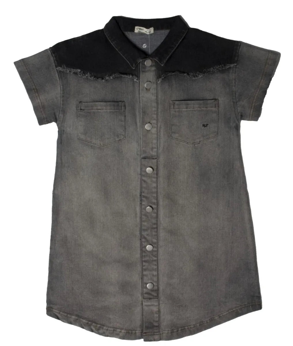 Grey Denim Two-Tone Dress