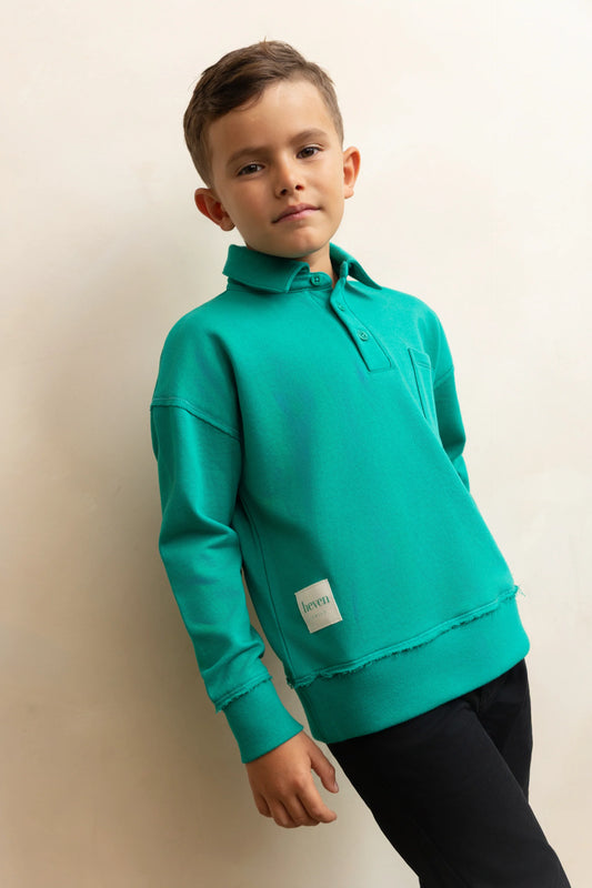 Green Boys Polo Sweatshirt