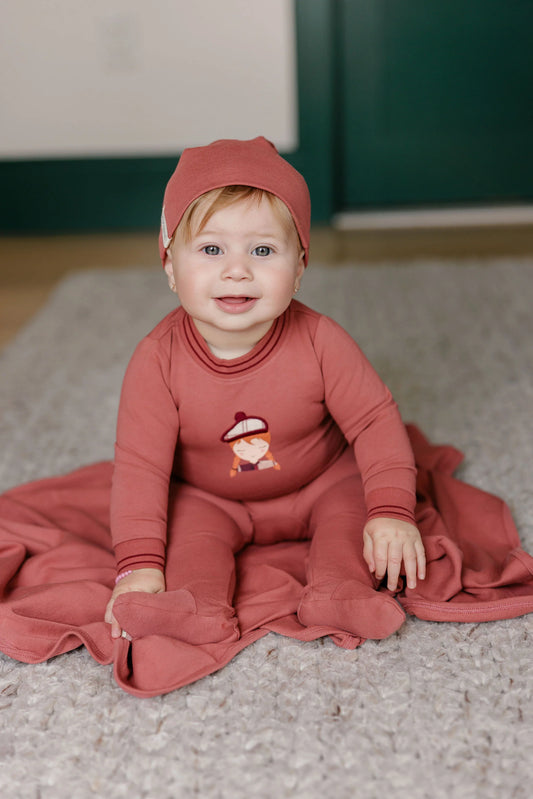 French Terry Scottish Collection - Pink - Footie + Beanie
