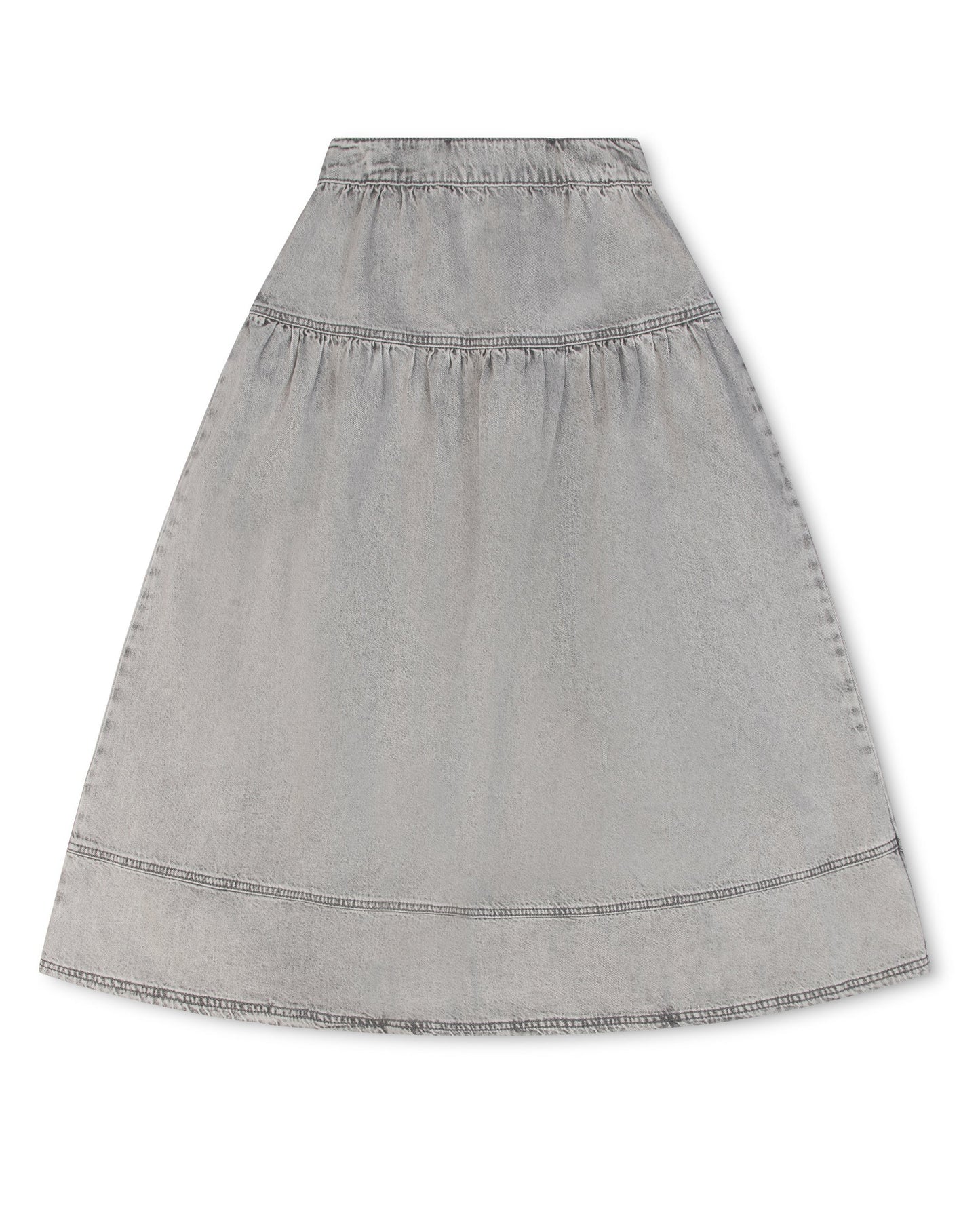 Grey Denim Maxi Skirt