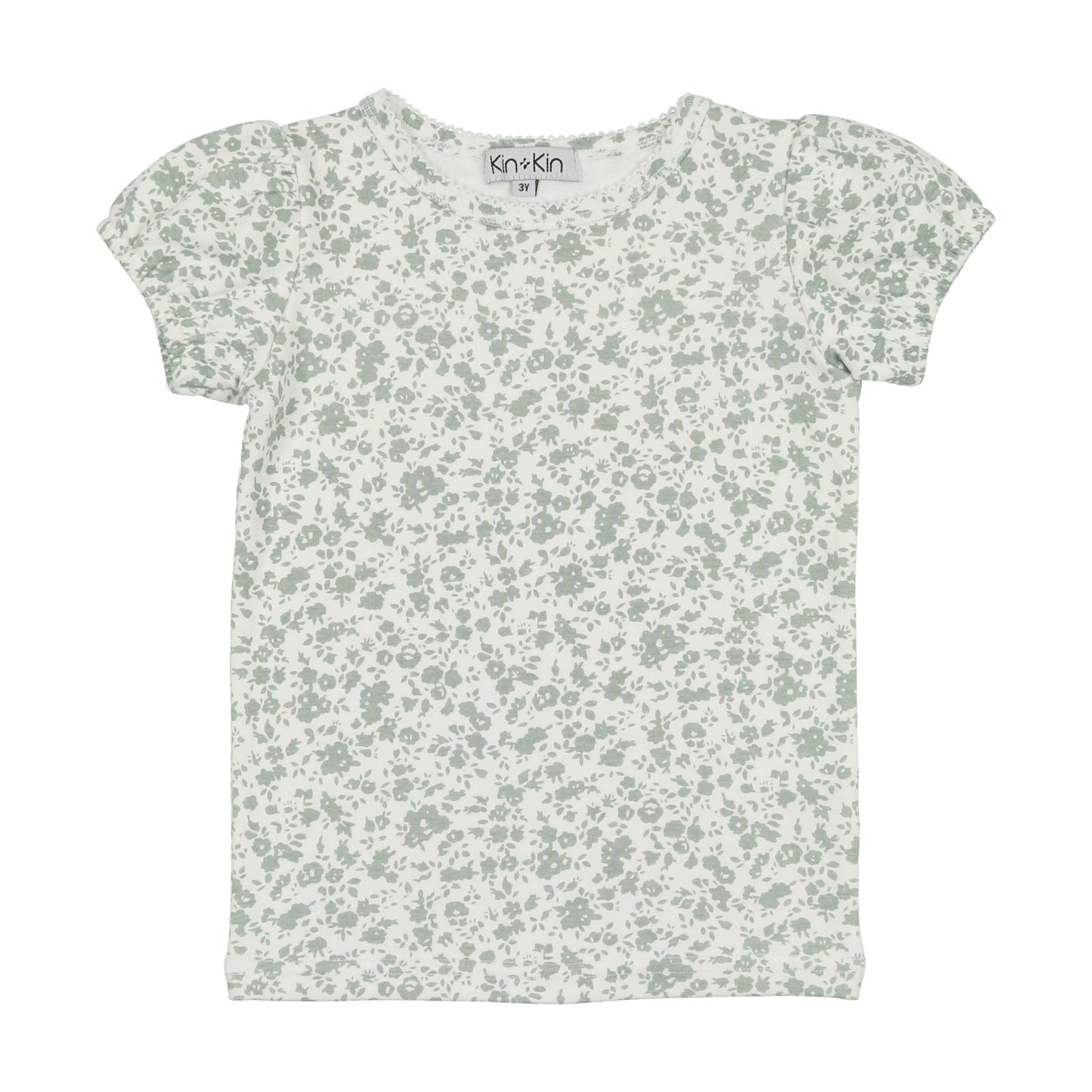 Floral Green Floral Short Sleeved T- Shirt