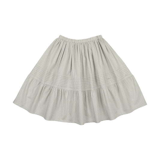 Floral Green Pintuck Top & Skirt Set