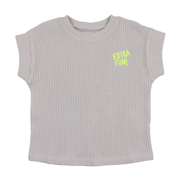 Boys boxy waffle tee Blue-grey denim