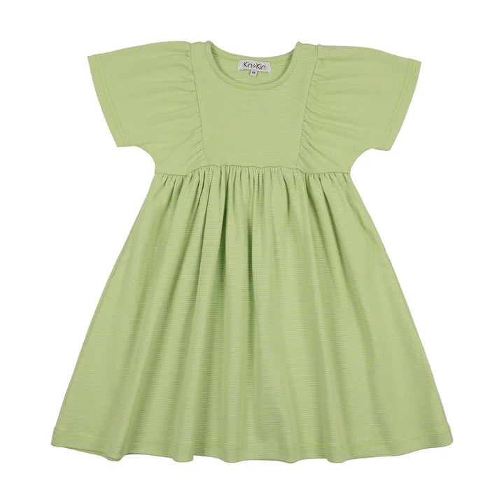 Striped Short Sleeve Dress Green Stripes