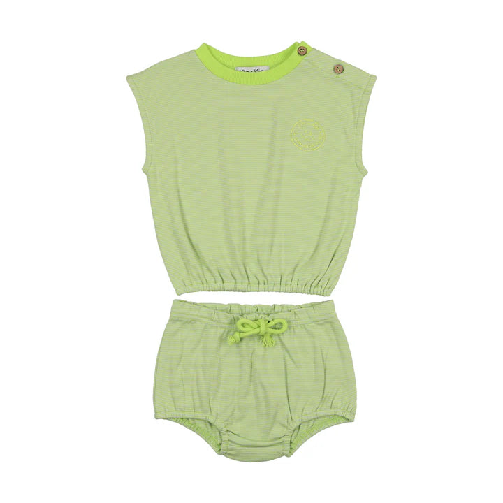 Striped two piece bloomer set Green