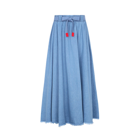Light Blue Denim Maxi Skirt