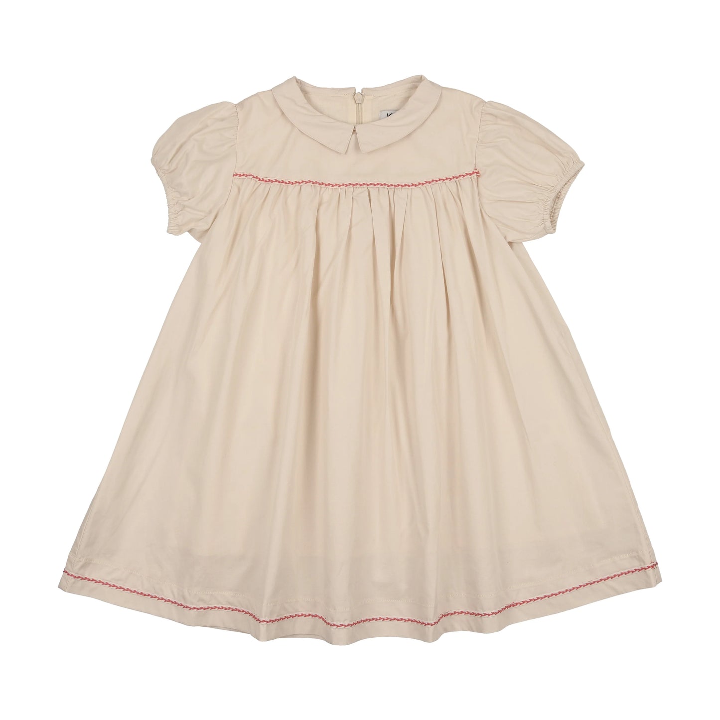 Peter pan collar short sleeve dress Natural