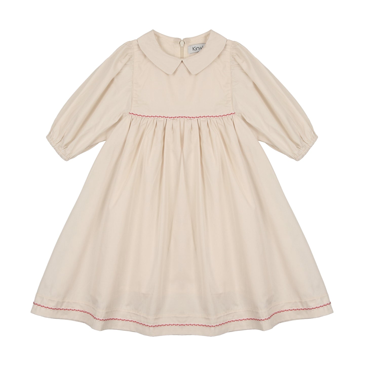 Peter pan collar long sleeve dress Natural