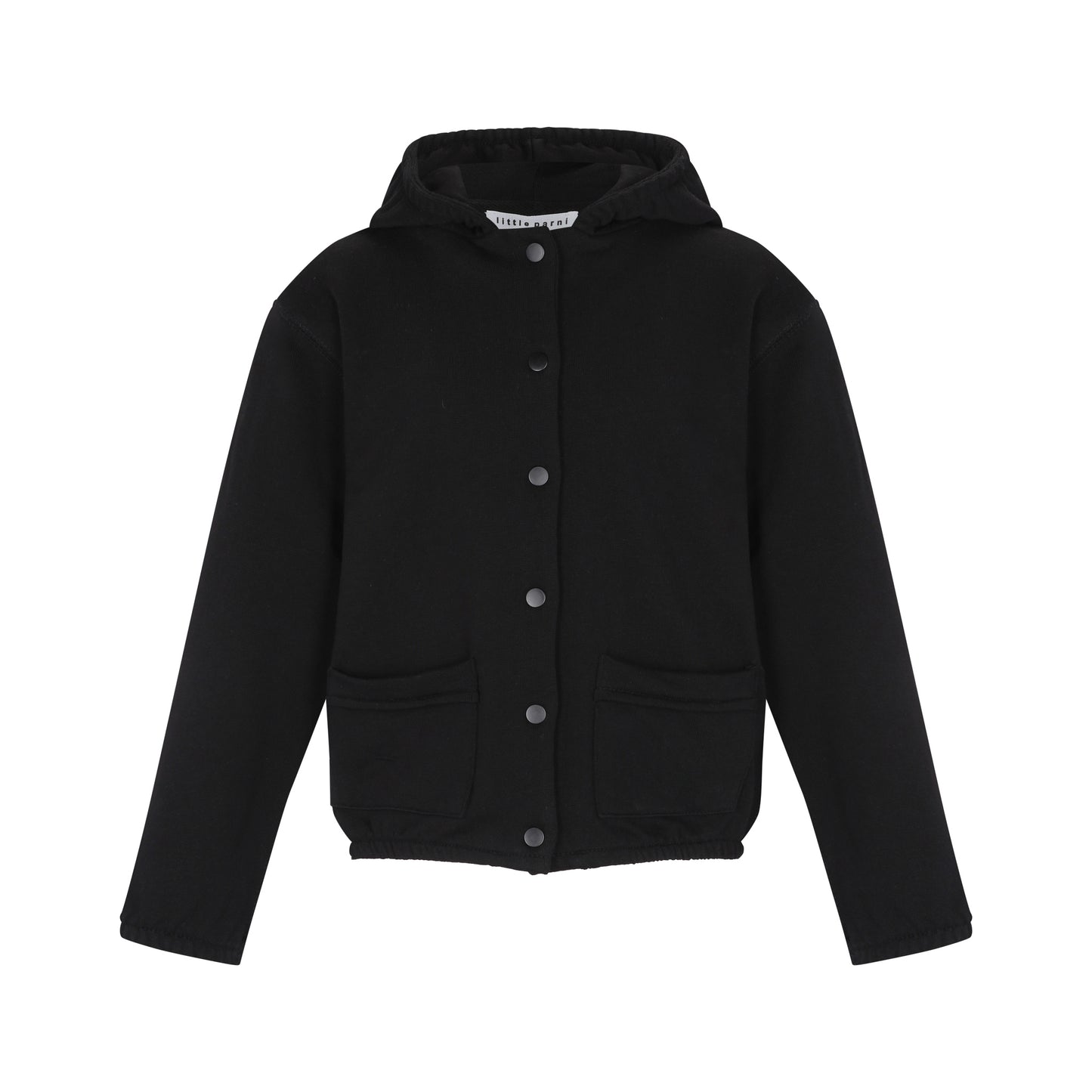 Hoodie Jacket with Snaps- Black
