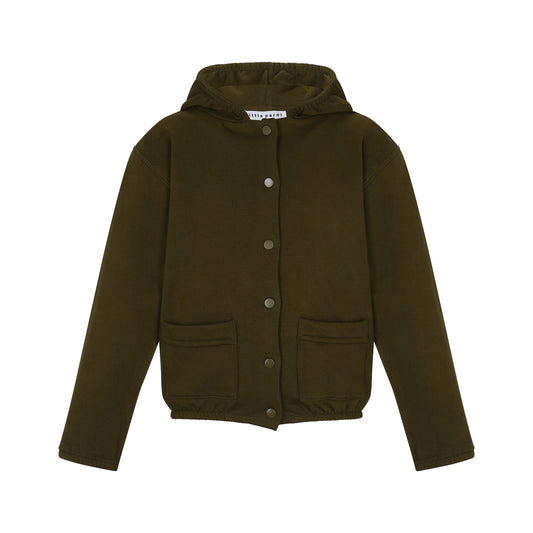 Hoodie Jacket with Snaps- Green