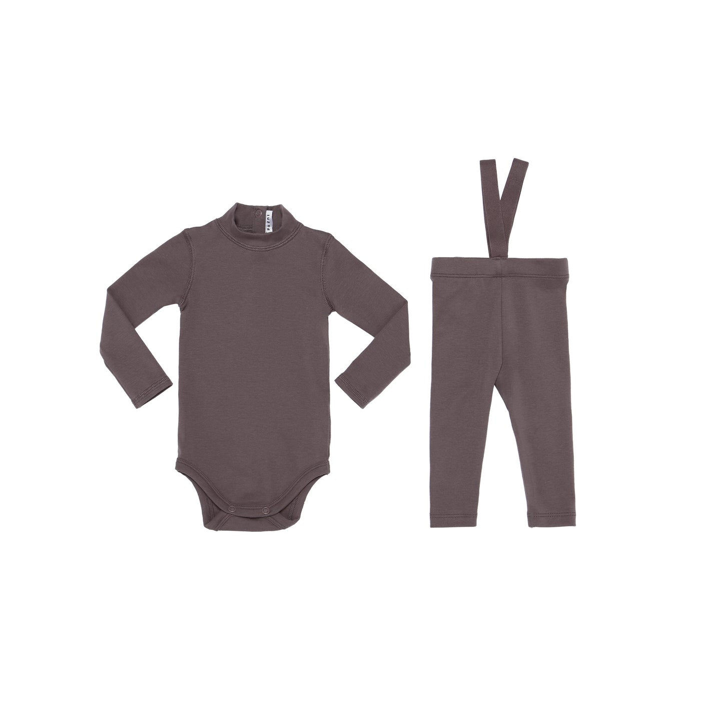 Lavender Ribbed Suspenders Set with turtleneck