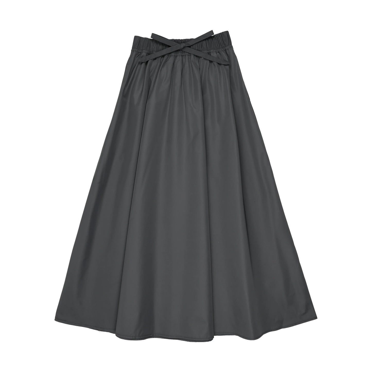 Maxi Taffeta Drawstring Skirt- Grey