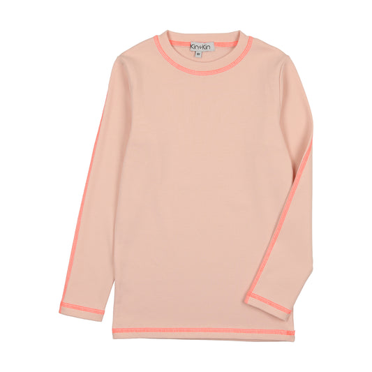 Pink & Hot Pink thread Girls Full Sleeve T-Shirt
