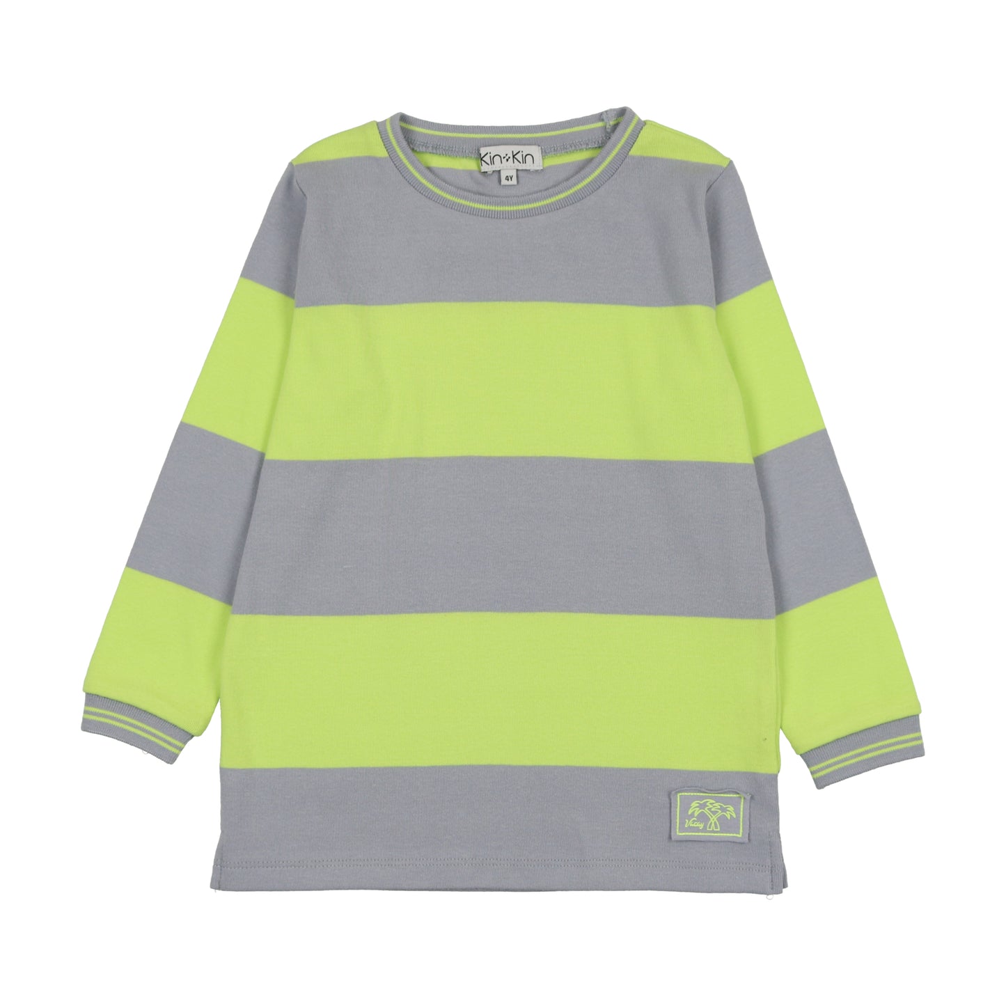 Powder Blue & Neon Green thread Wide Stripes T-shirt