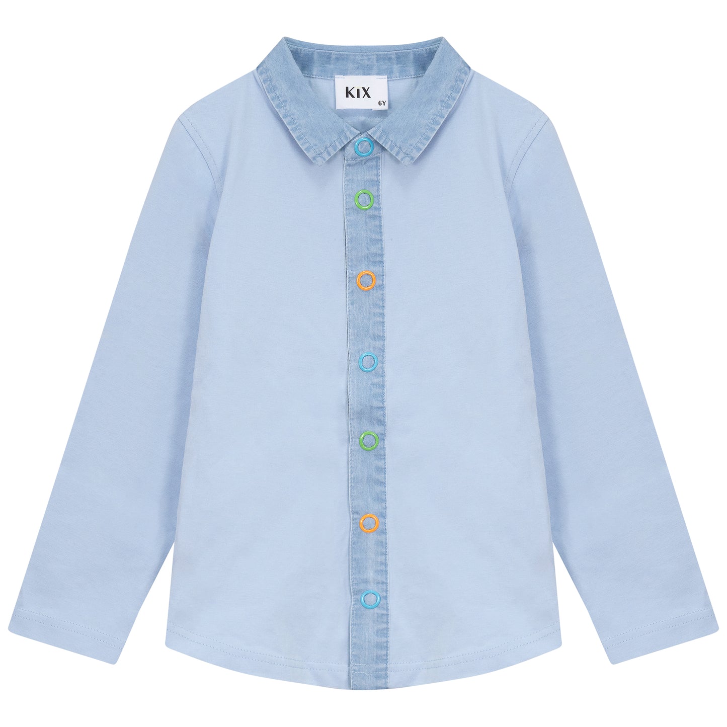 Neon Snaps Denim Long Sleeve T-Shirt