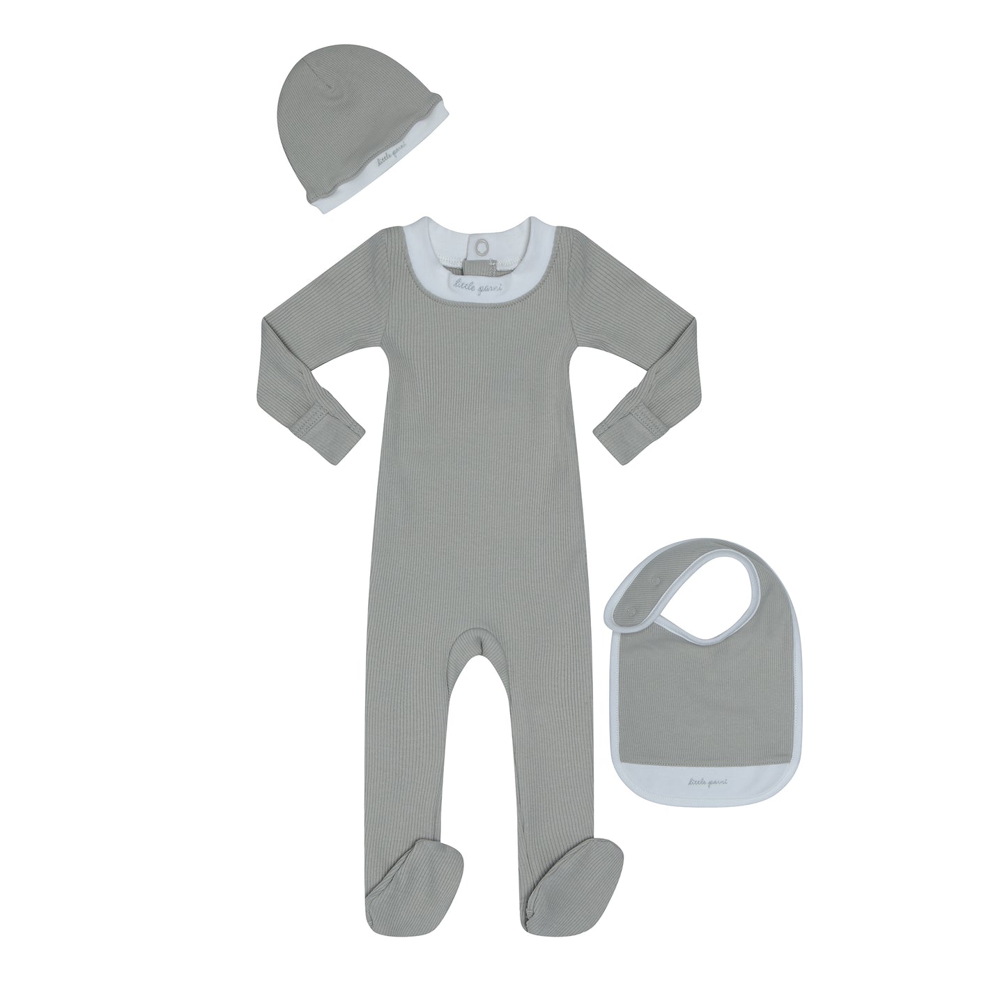 Baby Script Stretchy + beanie + bib- Lt Blue Gift Box