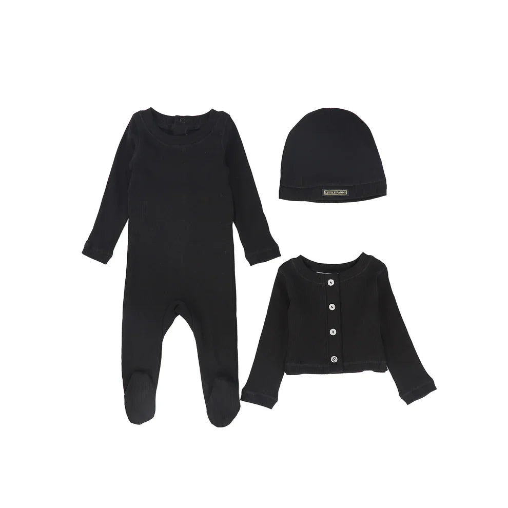 BLACK Baby Rhinestone Set + Bonnet