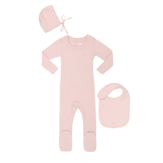 Ribbed Pink Pico Stretchy + bib- Gift Box