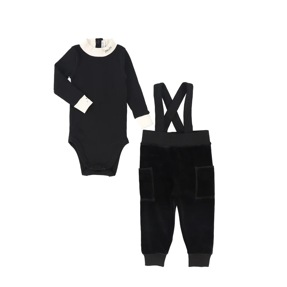 BLACK Velour Overall Set