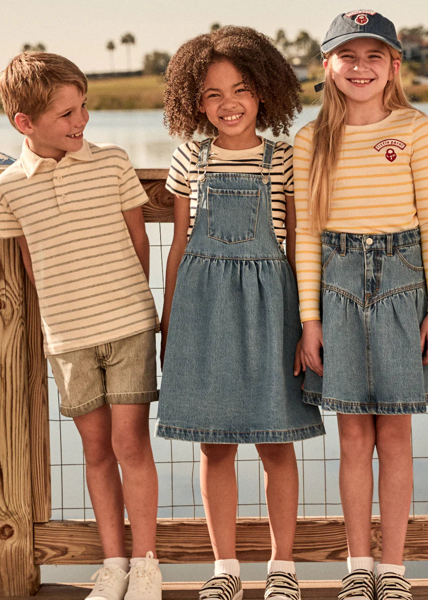 Grey/Ivory Wide Striped Boys Polo