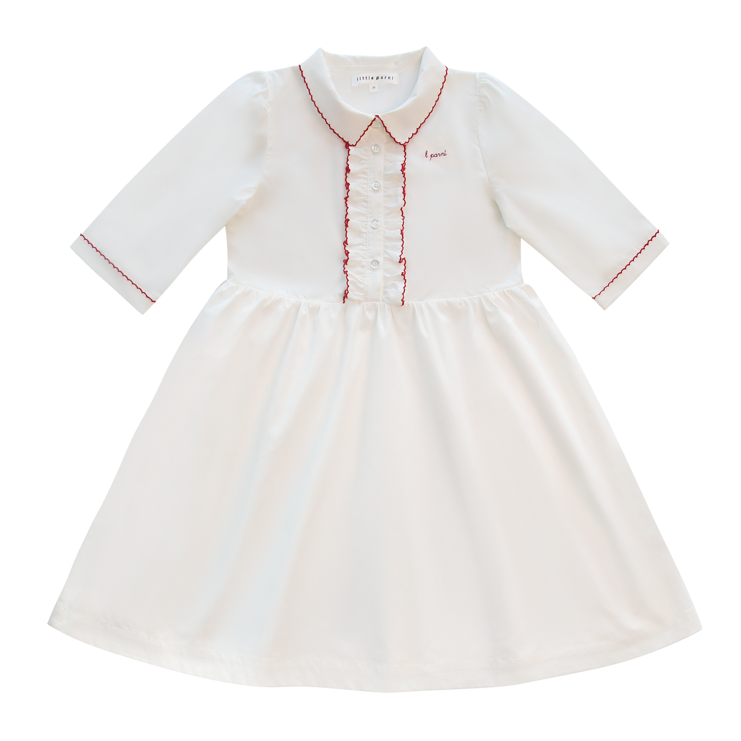 White Pico Dress - Long Sleeves