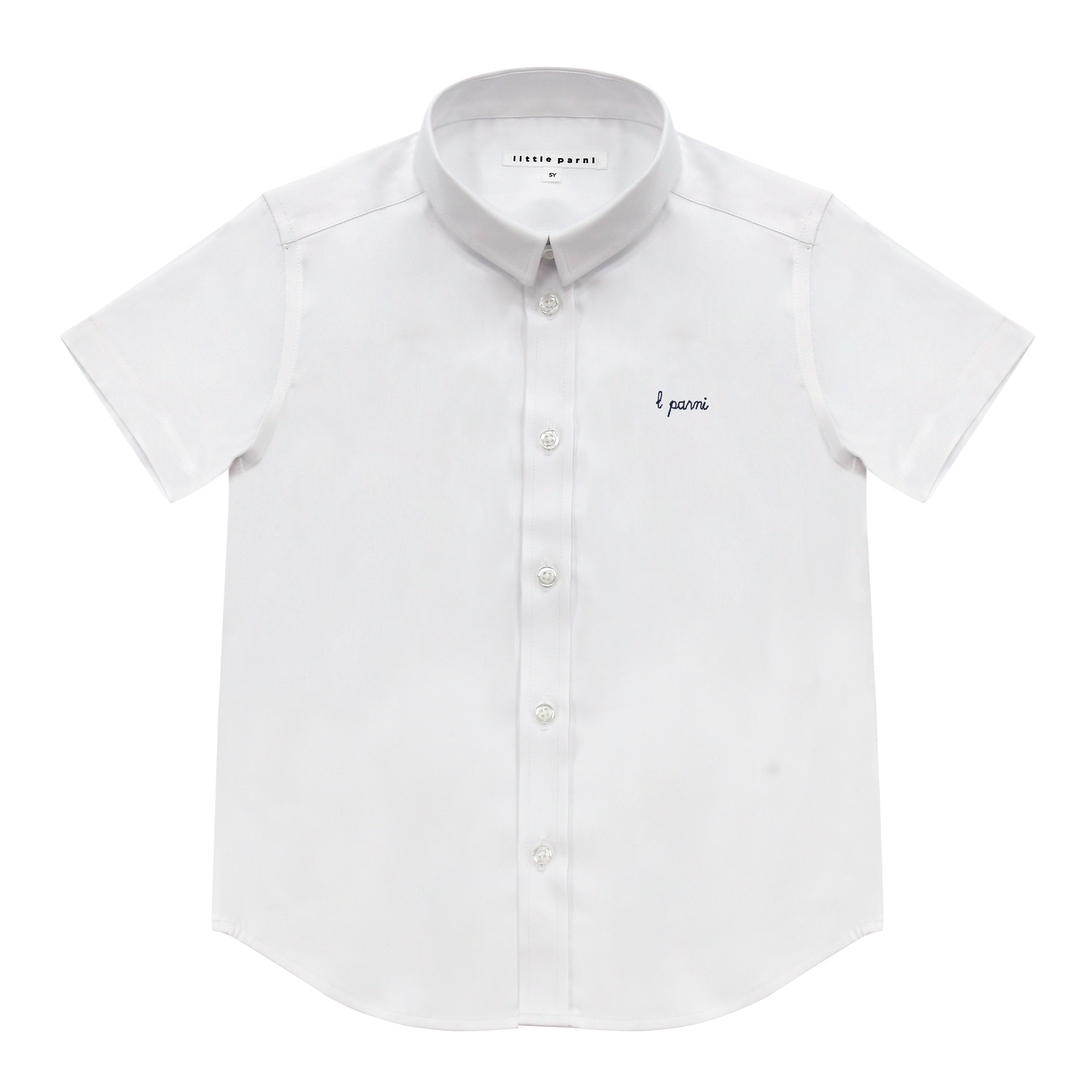 Boys Short Sleeve White Shirt - White/Navy