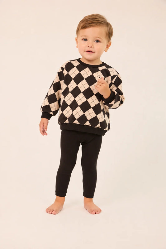 Toddler Argyle Sweatshirt Set - Black