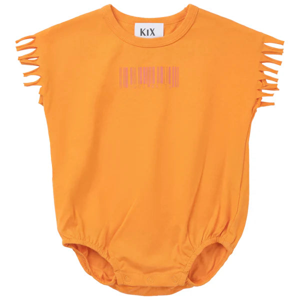 Barcode Print Romper- Orange