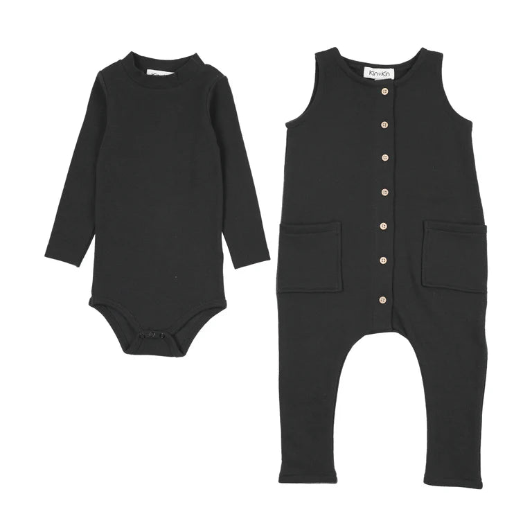 Baby Jumpsuit+ Onesie Set- Black