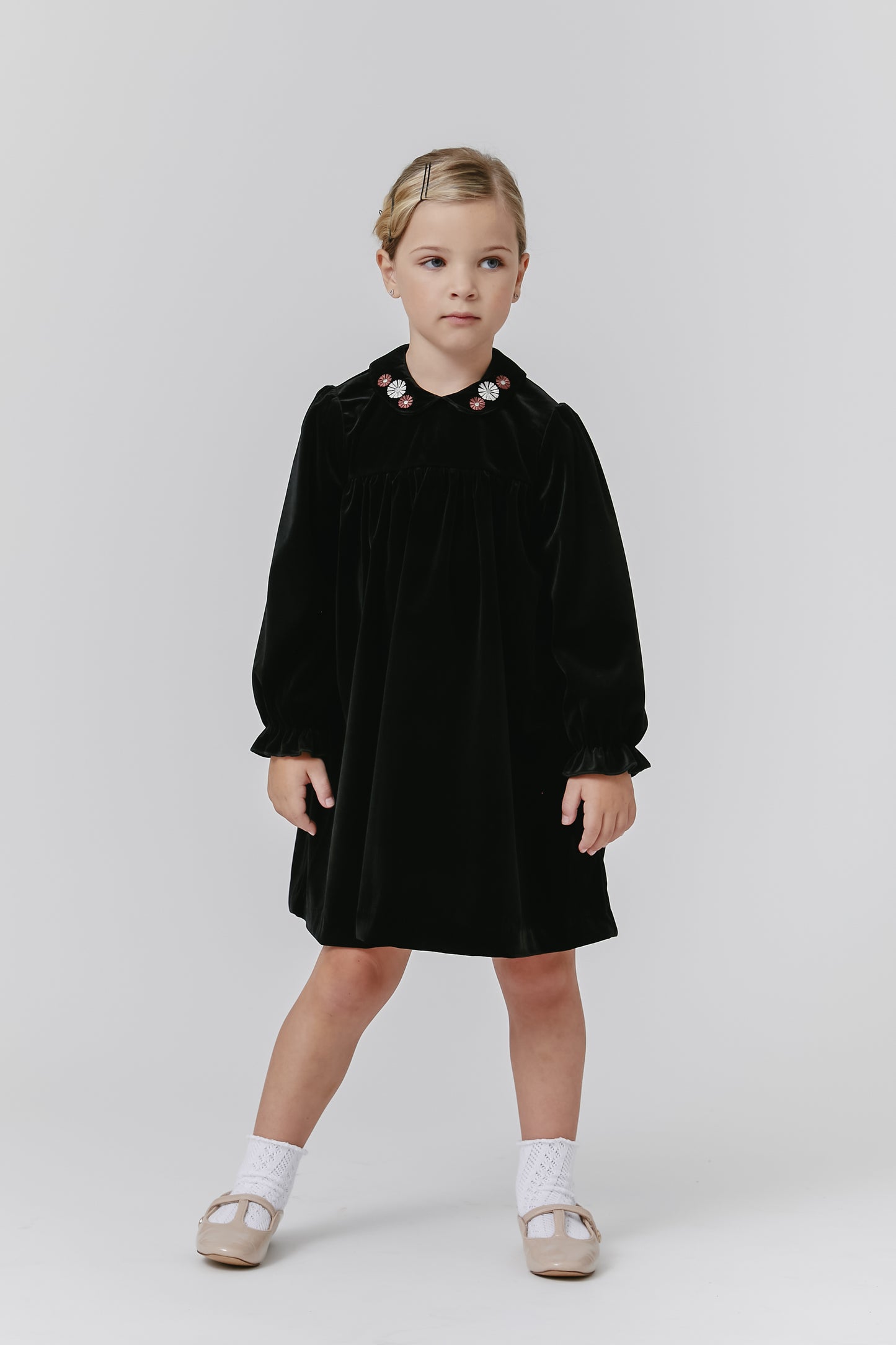 Black Velvet Embroidered Dress