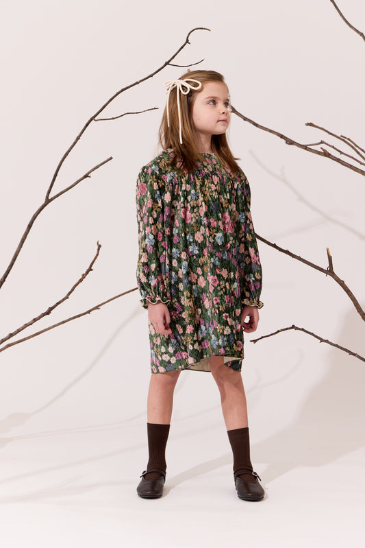 Green Krinkle Velvet Dress