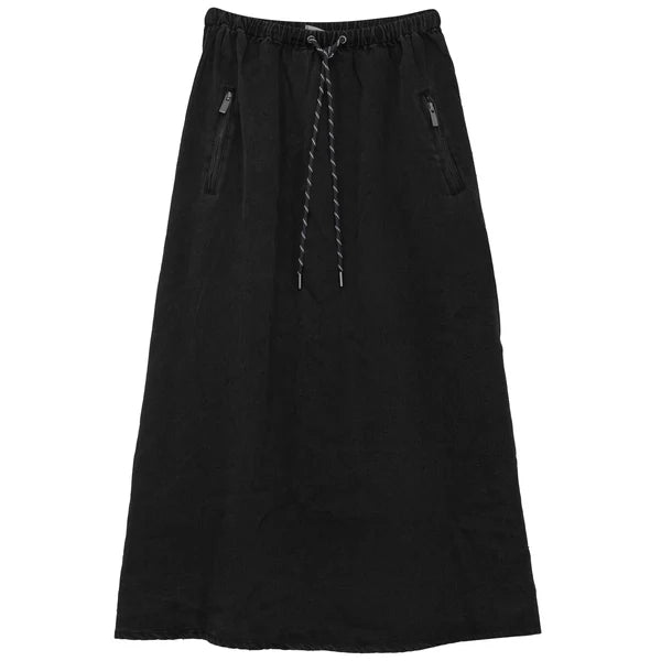 Zipper Pocket Full Skirt- Black