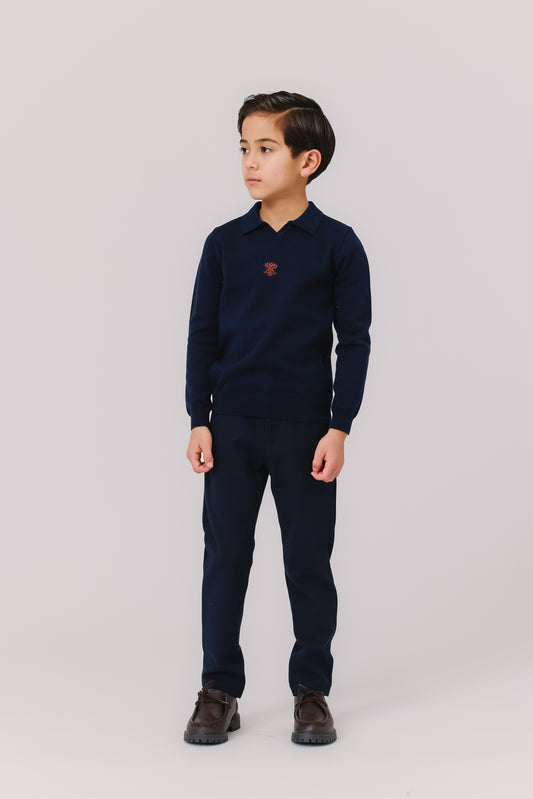 Navy Leo Knit Sweater